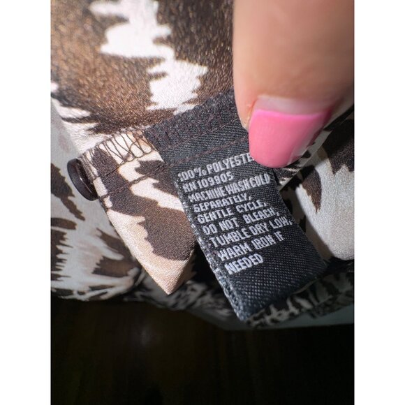 Leopard Print Blouse Ruffle Collar & Cuffs Medium Classic Boho Rock Punk Wild - Picture 4 of 6